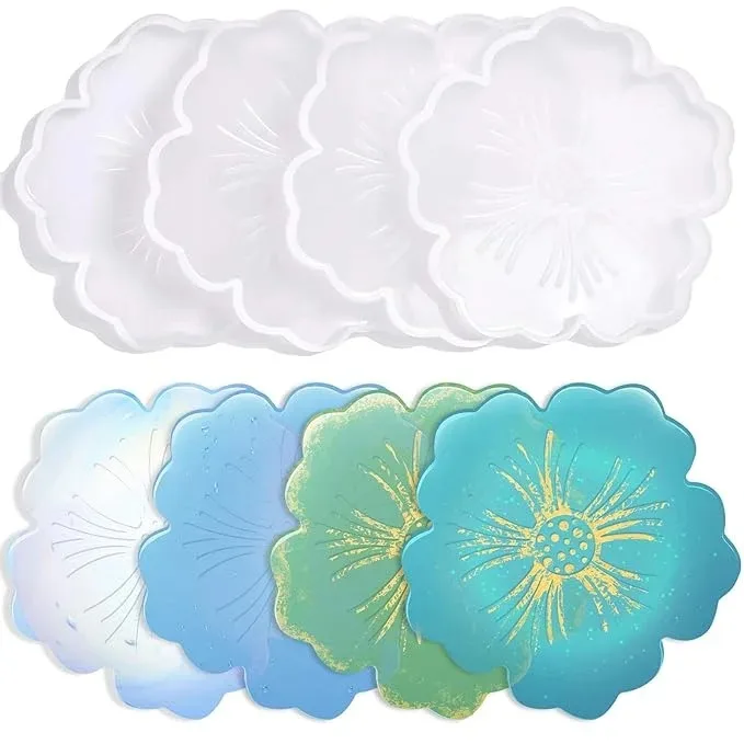 4.5 inch flower coaster mould 29 grm, 8mm depth