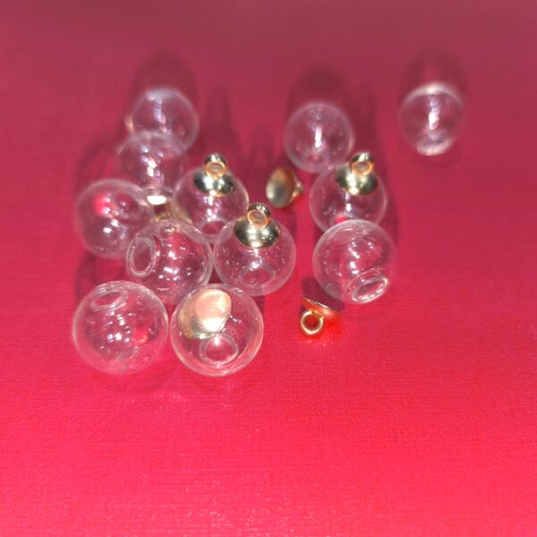 round mini empty glass bottle with golden cap 12 pcs pkt