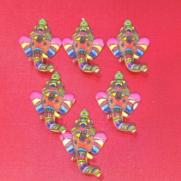 multicolour 1.5 inch  ganesha 6 pcs pkt