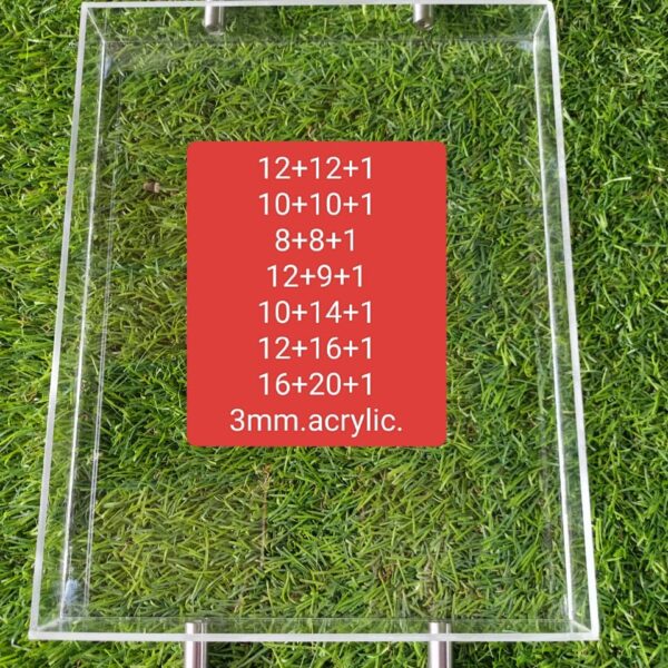 3 mm acrylic tray with handle size 16x20x1