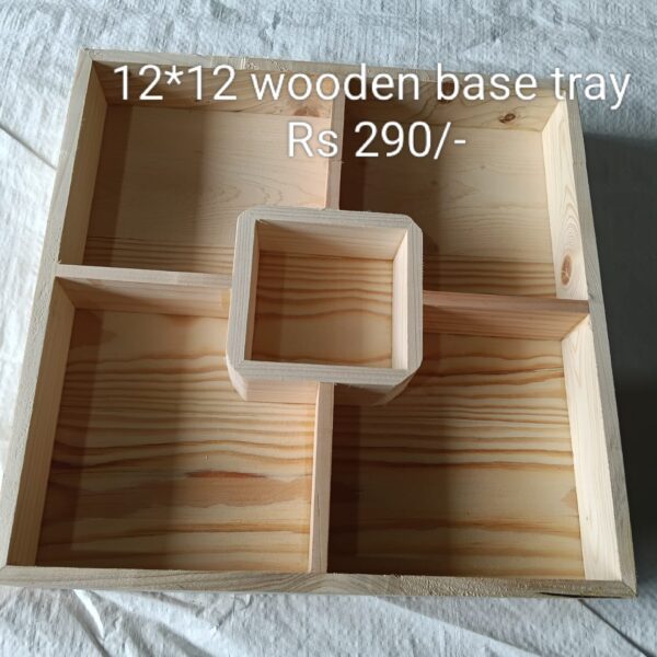 wooden base tray size 12x12