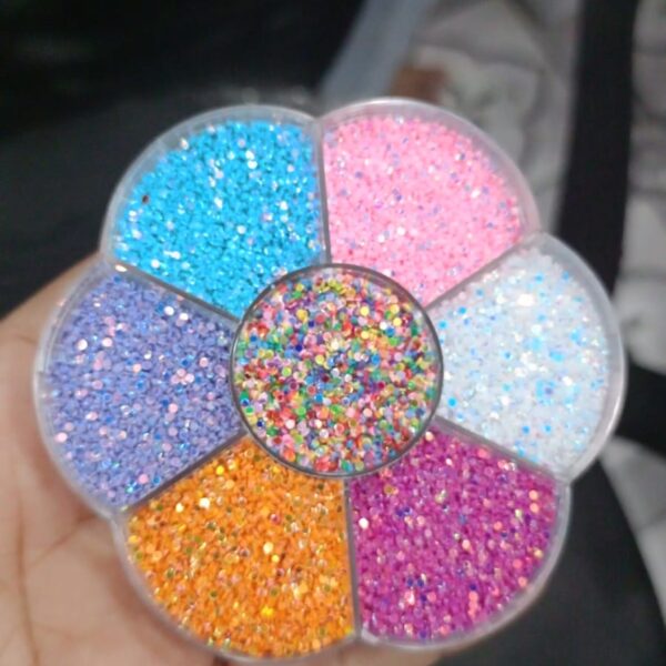 Mix round glitter dabbi 7 colour combo