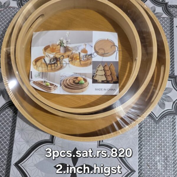 3 pcs Plain Round Tray Set 2inch heigh 10"12"14"