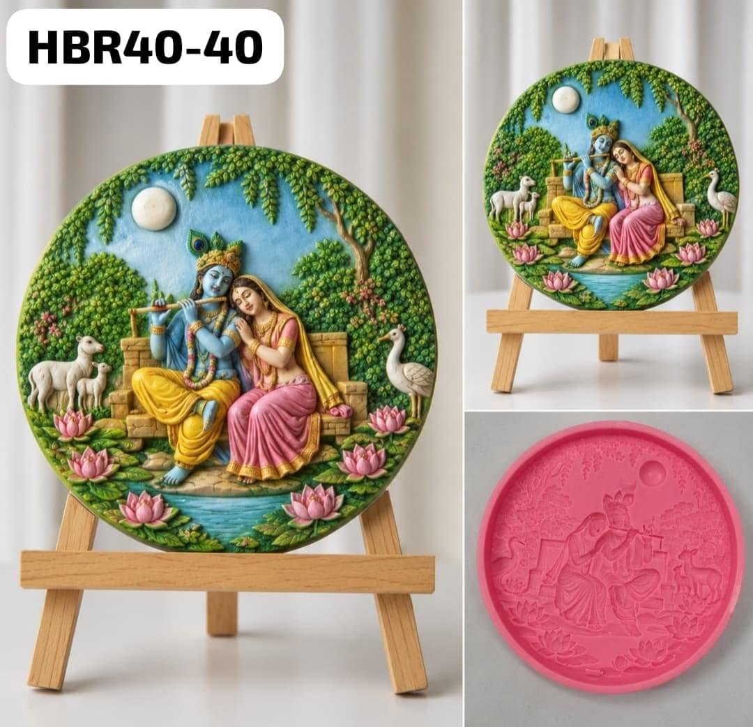HBR40-40 Radha krishna round Mould Weight-184grm - Image 1